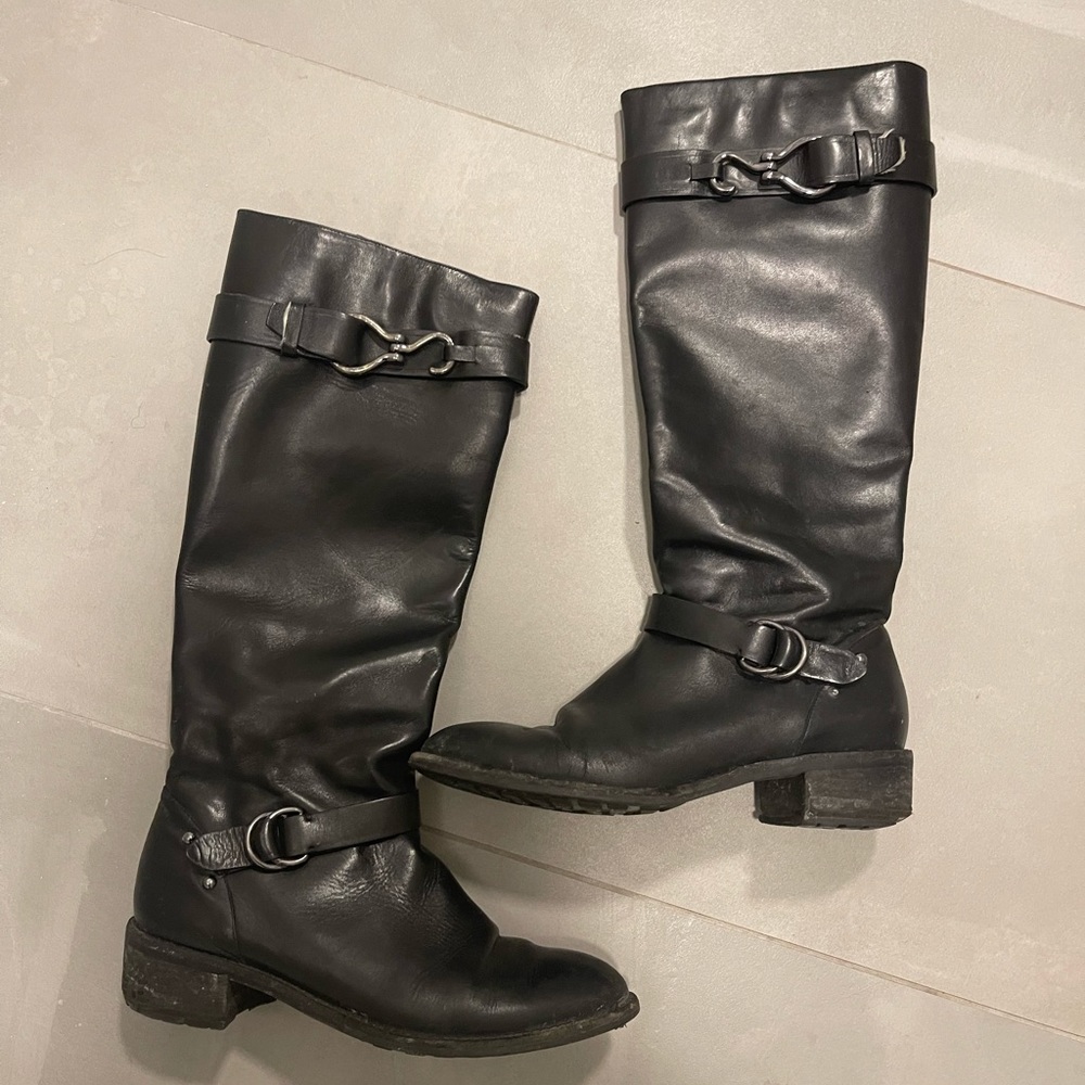 Cole Haan x Nike Air Knee High Riding Boot in Black Leather